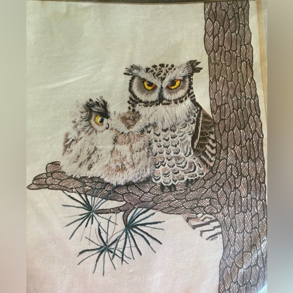 Vintage 1978 crewel kit complete never used with Owl family - Picture 2 of 8